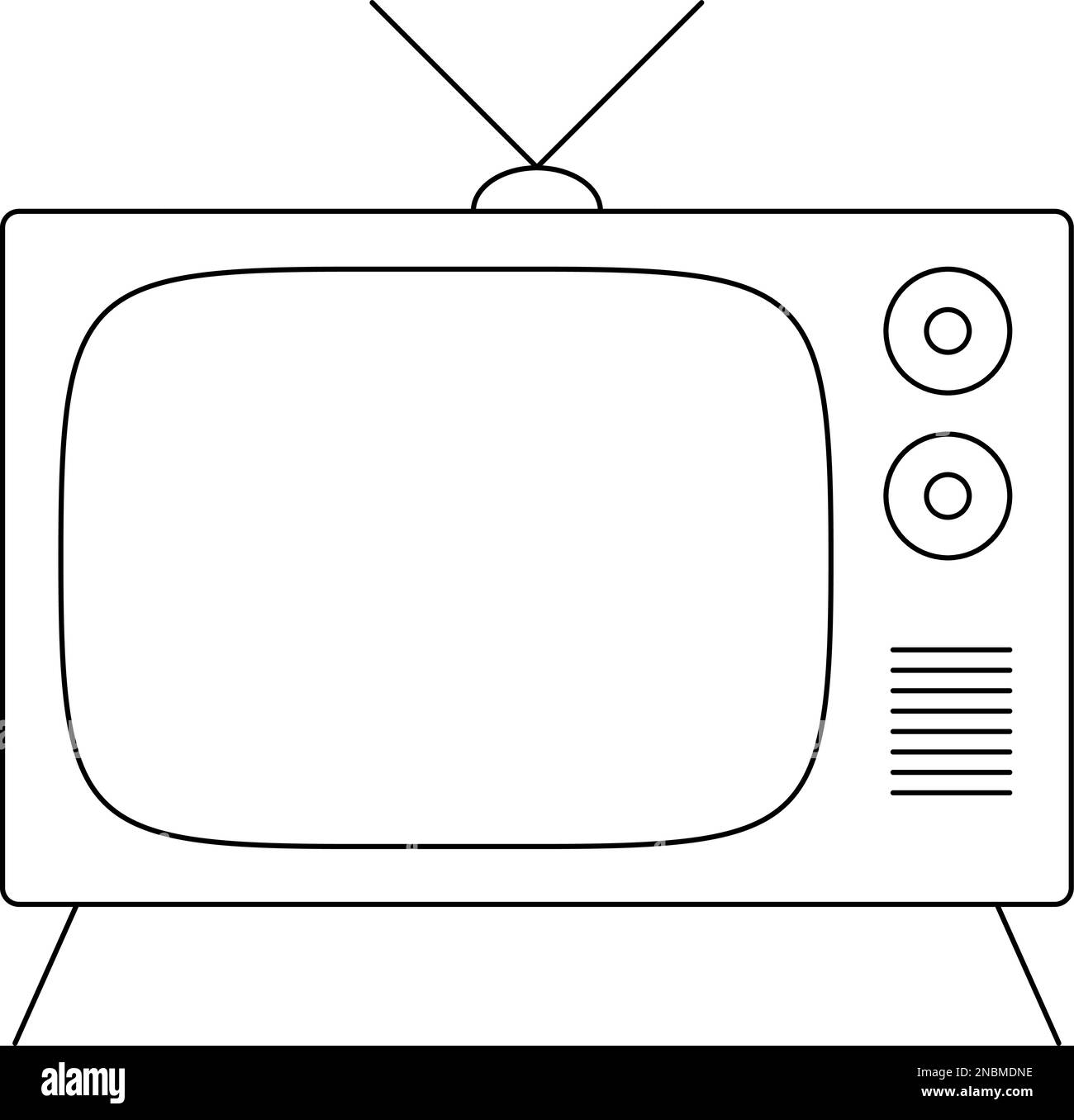 Icona del televisore a linee sottili isolata su sfondo bianco, illustrazione vettoriale Illustrazione Vettoriale