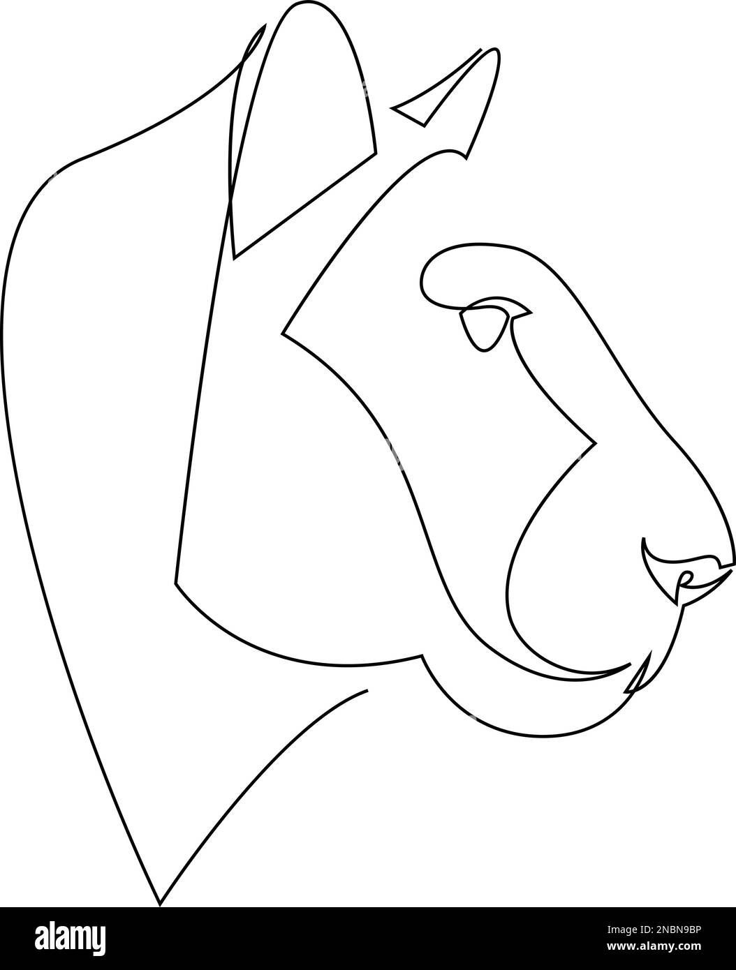 Disegno lineare continuo della testa Jaguar. Illustrazione del vettore a linea singola. Illustrazione Vettoriale