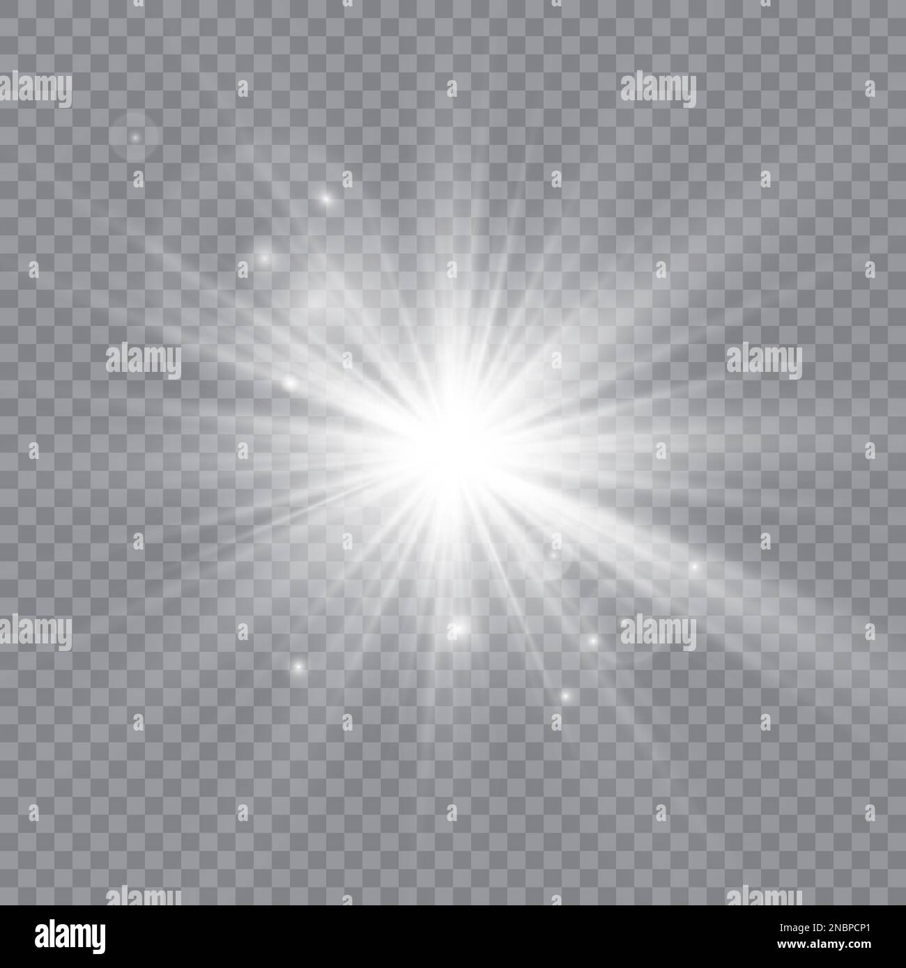 Effetto luce luminescente. Star Burst con sparkles. Illustrazione del vettore Sun. Illustrazione Vettoriale
