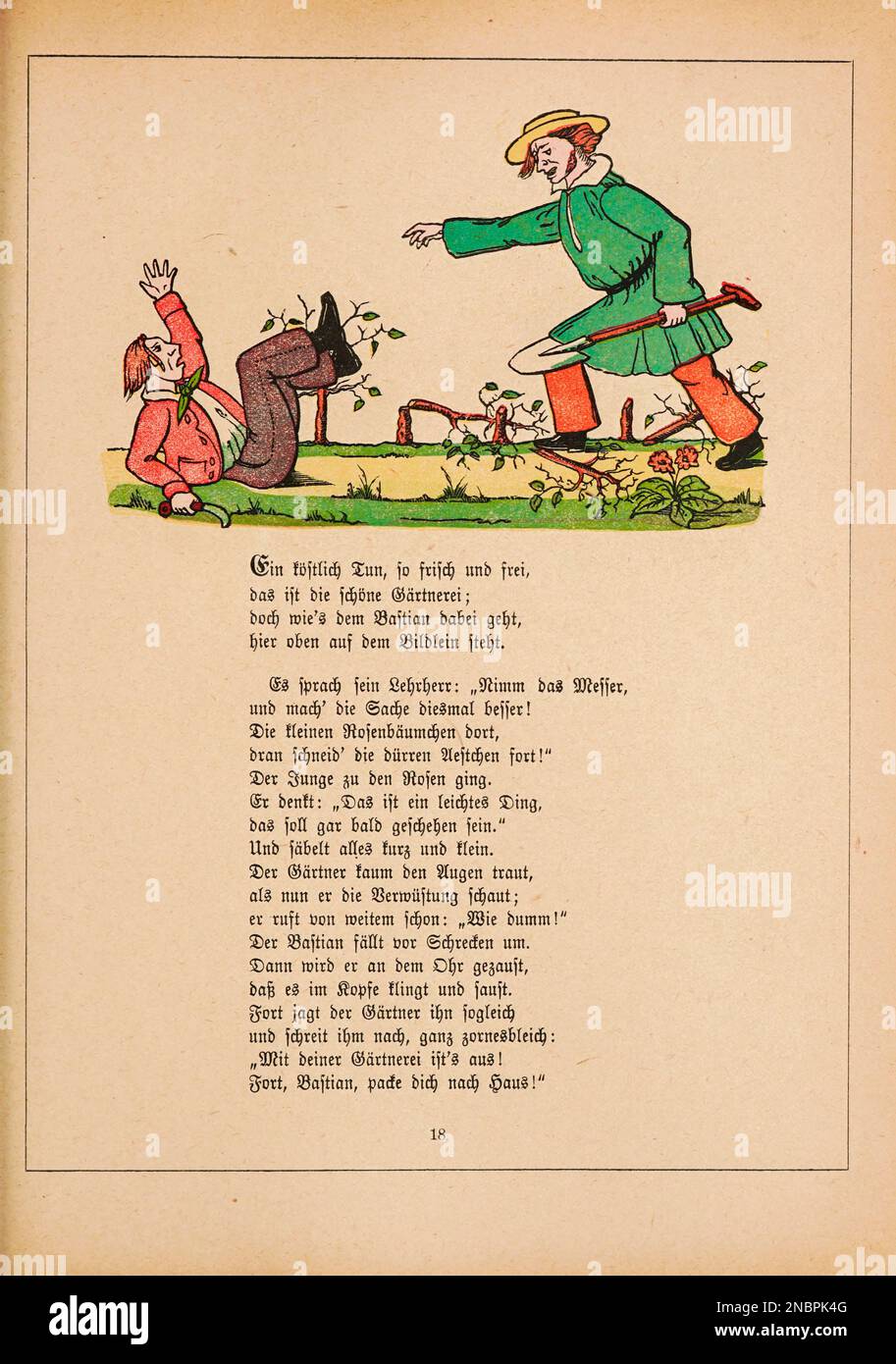Dalla versione tedesca originale del libro ' Bastian der Faulpelz ' [ Bastian the lazybones ],1854 di Hoffmann, Heinrich, 1809-1894 Editore Frankfurt am Main : Rütten & Loening Foto Stock
