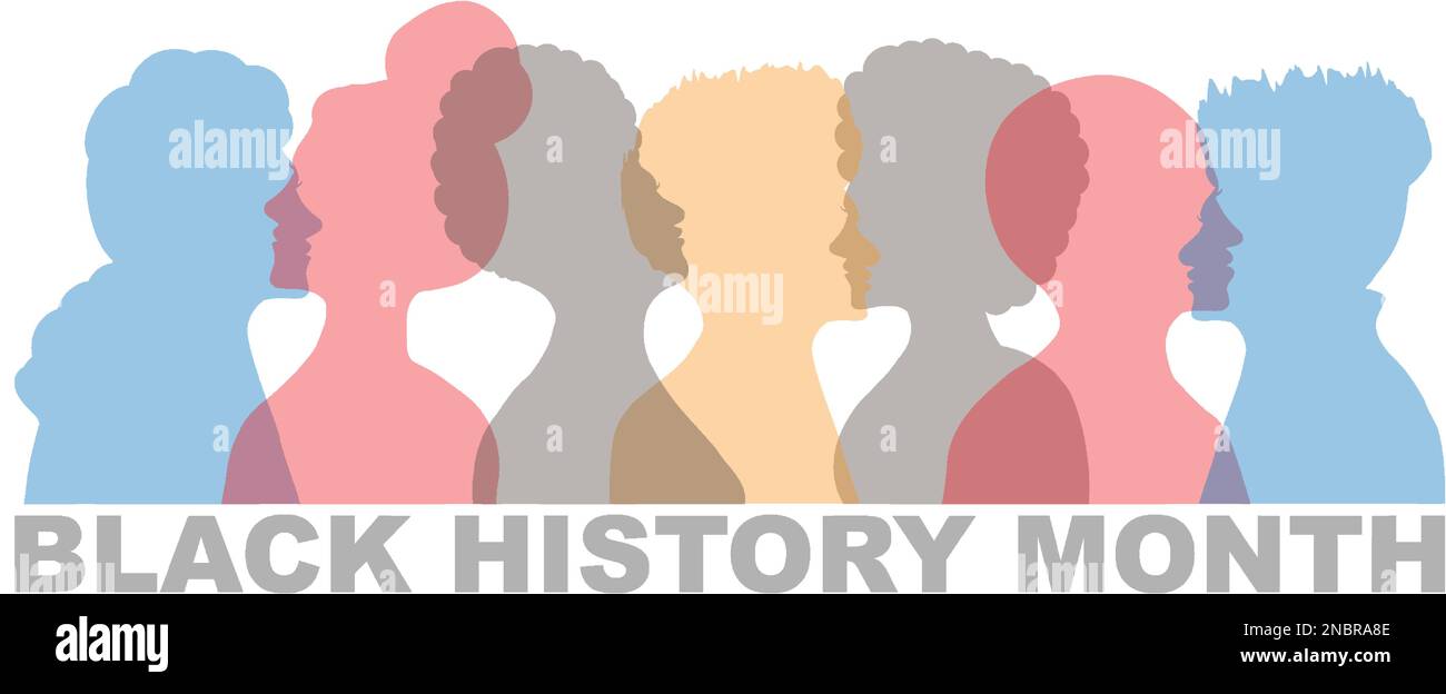 Illustrazione di persone in piedi affiancate. Nero Storia mese Illustrazione Vettoriale