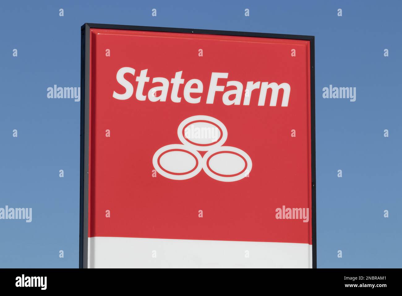 Marion - circa febbraio 2023: Sede dell'agente statale dell'assicurazione agricola. State Farm offre servizi assicurativi e finanziari. Foto Stock
