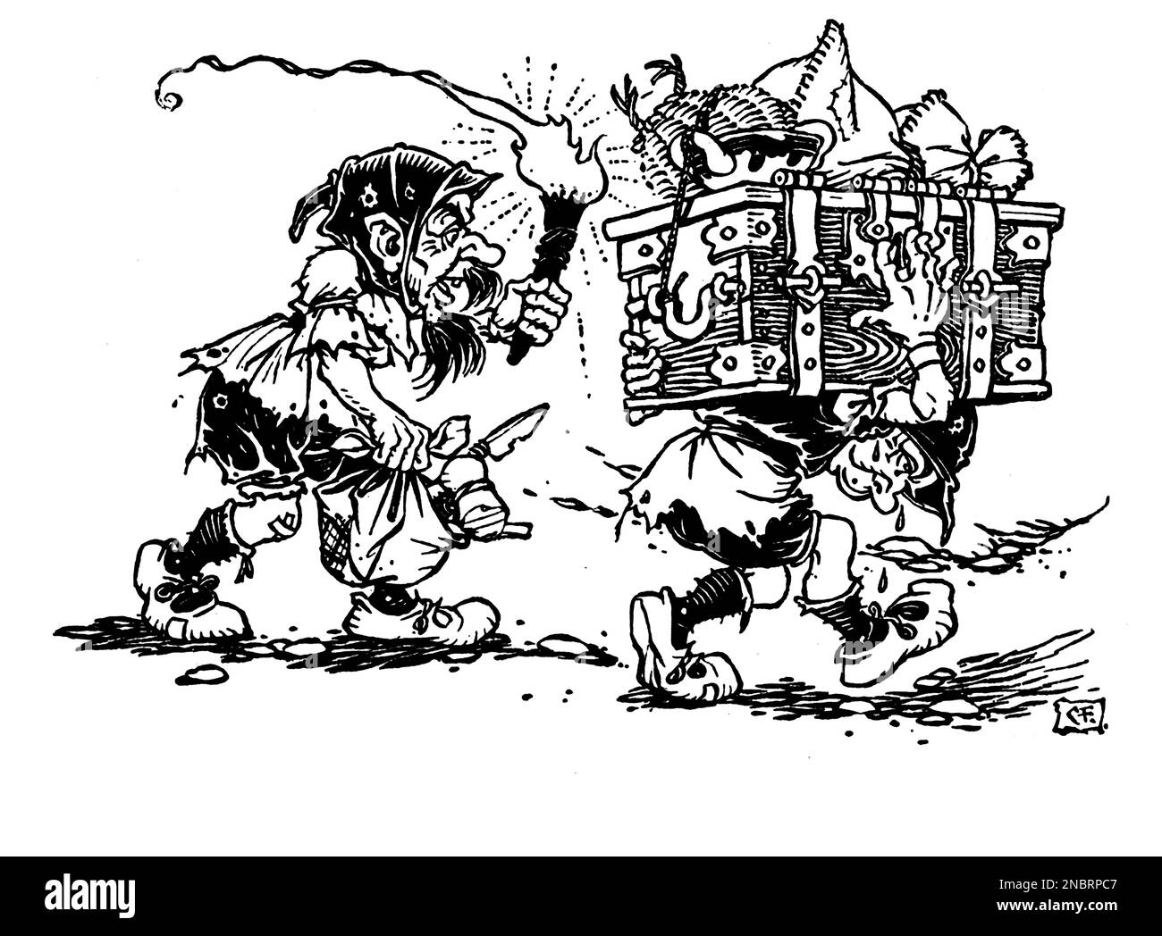 I Goblin del libro ' The Princess and the Goblin ' di George MacDonald ; illustrati con disegni a linee e tavole a colori di Charles Folkard. Foto Stock