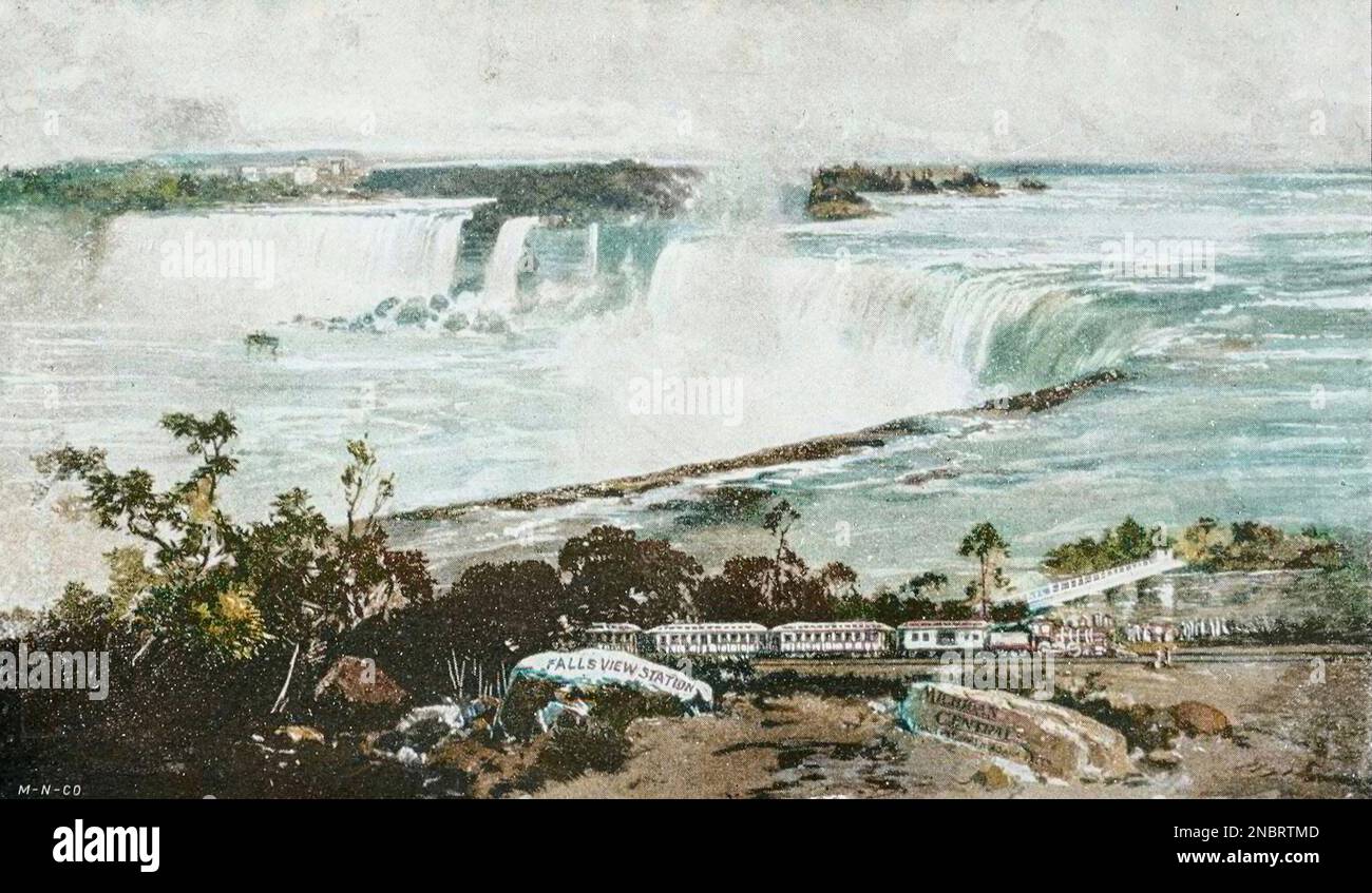 Vista delle Cascate del Niagara dal lato del Canada. Michigan Central R. R. dall'articolo Famous Scenography on American Railroads dalla rivista Engineering MAGAZINE DEDICATA AL PROGRESSO INDUSTRIALE Volume IX Aprile - Settembre 1895 NEW YORK The Engineering Magazine Co Foto Stock