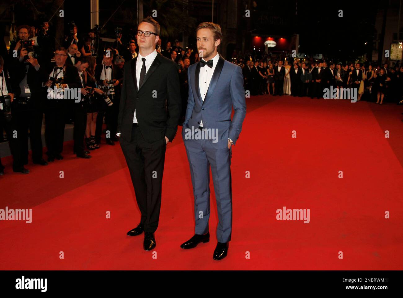 Actor Ryan Gosling, right, and director Nicolas Winding Refn arrive for the screening of Drive at the 64th international film festival, in Cannes, southern France, Friday, May 20, 2011. (AP Photo/Francois Mori) Foto Stock