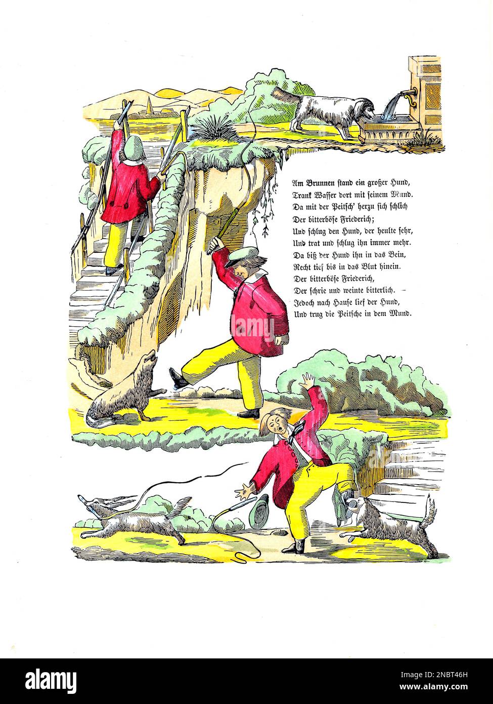 La storia di Cruel Frederick. Dalla versione originale tedesca del libro ' Der Struwelpeter : oder lustige Geschichten und drollige Bilder : für Kinder von 3-6 Jahren ' [ Shockheaded Peter : o storie divertenti e immagini divertenti : Per bambini da 3-6 anni ] di Hoffmann, Heinrich, 1809-1894 Data di pubblicazione 1879 Editore Philadelphia : Kohler Pub. Co. Foto Stock