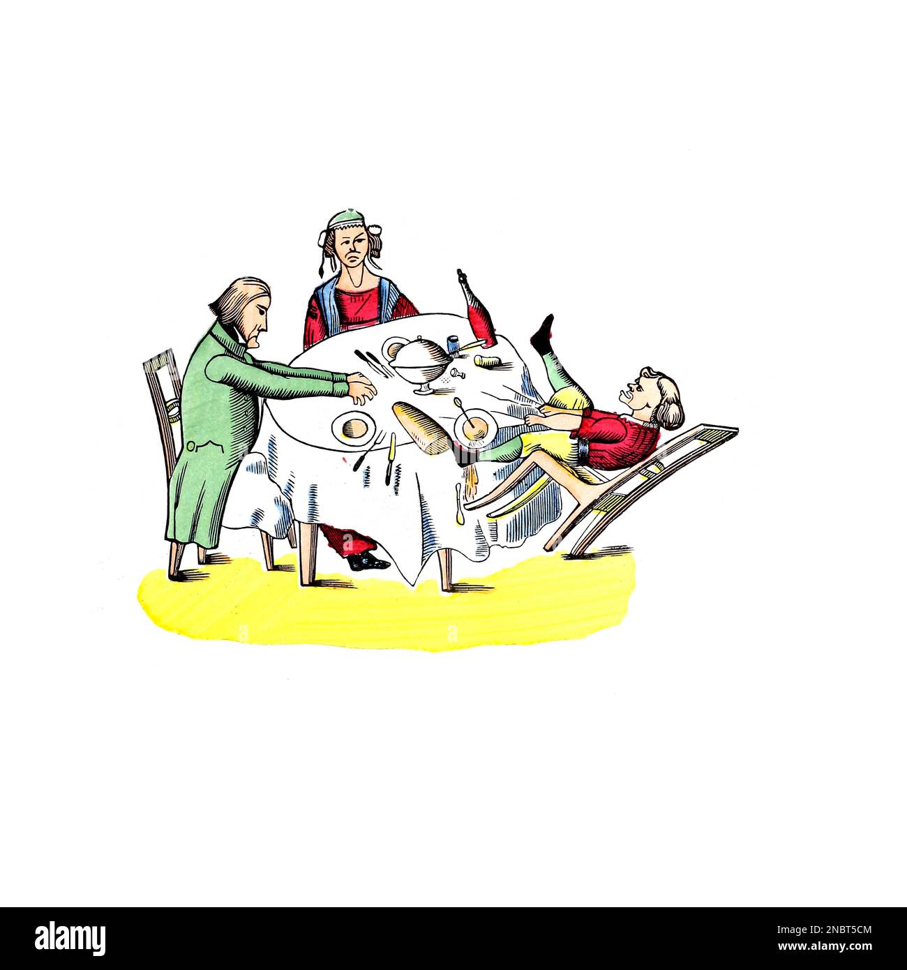 La storia di Fidgety Philip dalla versione tedesca originale del libro ' Der Struwelpeter : oder lustige Geschichten und drolllige Bilder : für Kinder von 3-6 Jahren ' [ Shockheaded Peter : o storie divertenti e immagini divertenti : Per bambini da 3-6 anni ] di Hoffmann, Heinrich, 1809-1894 Data di pubblicazione 1879 Editore Philadelphia : Kohler Pub. Co. Foto Stock