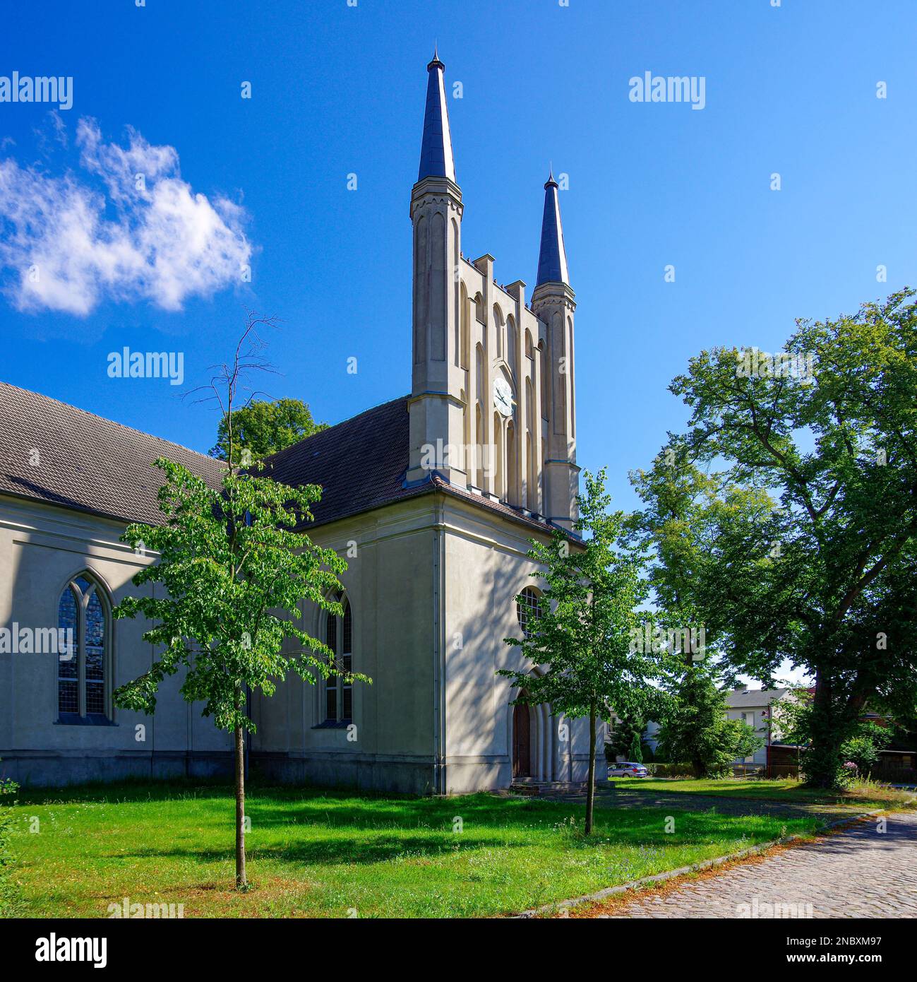 Chiesa di Schinkel, conosciuta anche come Chiesa della Croce, Joachimsthal vicino a Berlino, Brandeburgo, Germania. Foto Stock