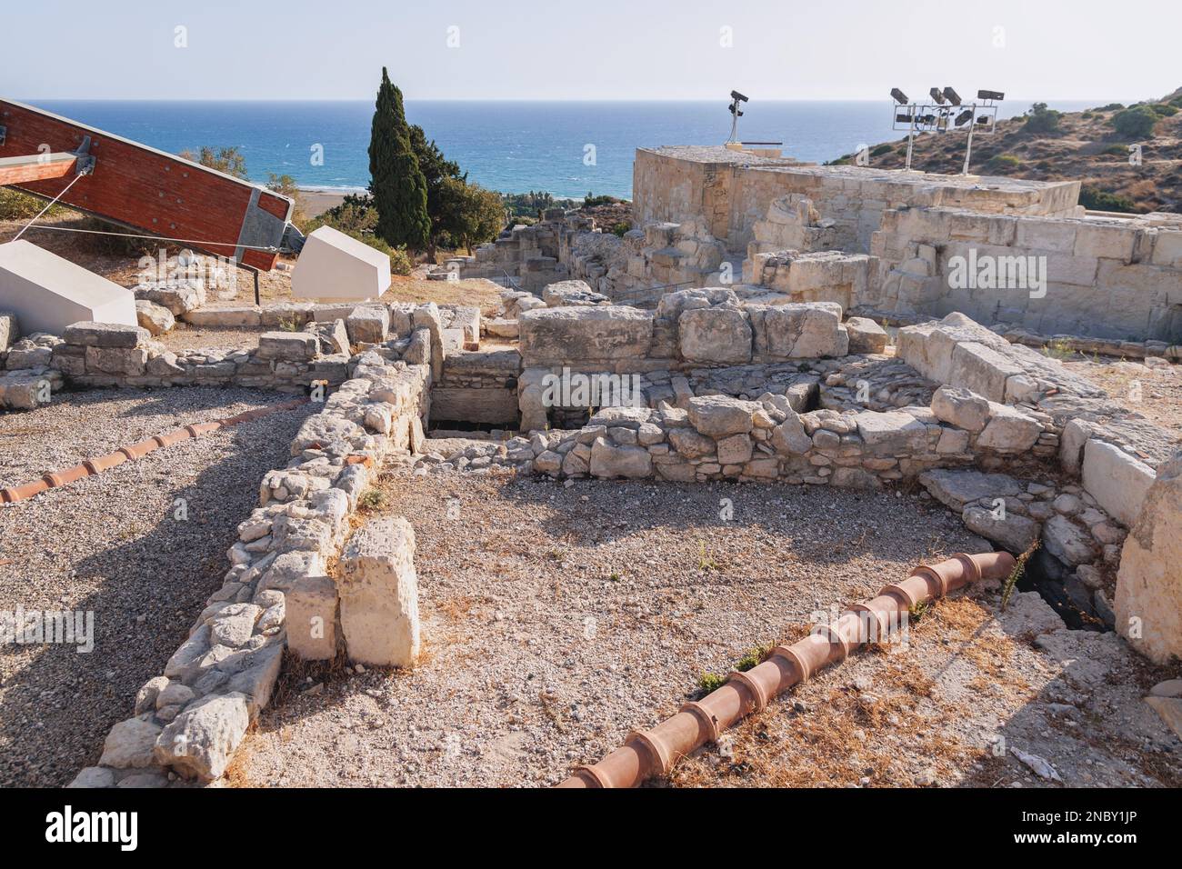Rovine del sito archeologico di Kourion nel paese dell'isola di Cipro Foto Stock