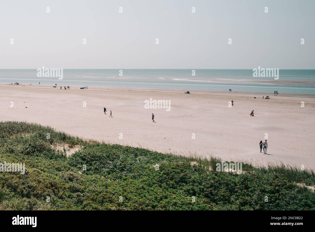 Persone che camminano sulla spiaggia - Blåvand, Danimarca Foto Stock