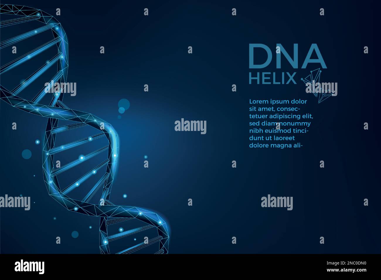 Elica del DNA. Ricerca medica e biologica. Background scientifico. La biotecnologia e la moderna struttura a reticolo della genomica. Molecole cromosomiche a catena intrecciata. Struttura dei geni. Spirale blu. Concetto di illustrazione vettoriale Illustrazione Vettoriale