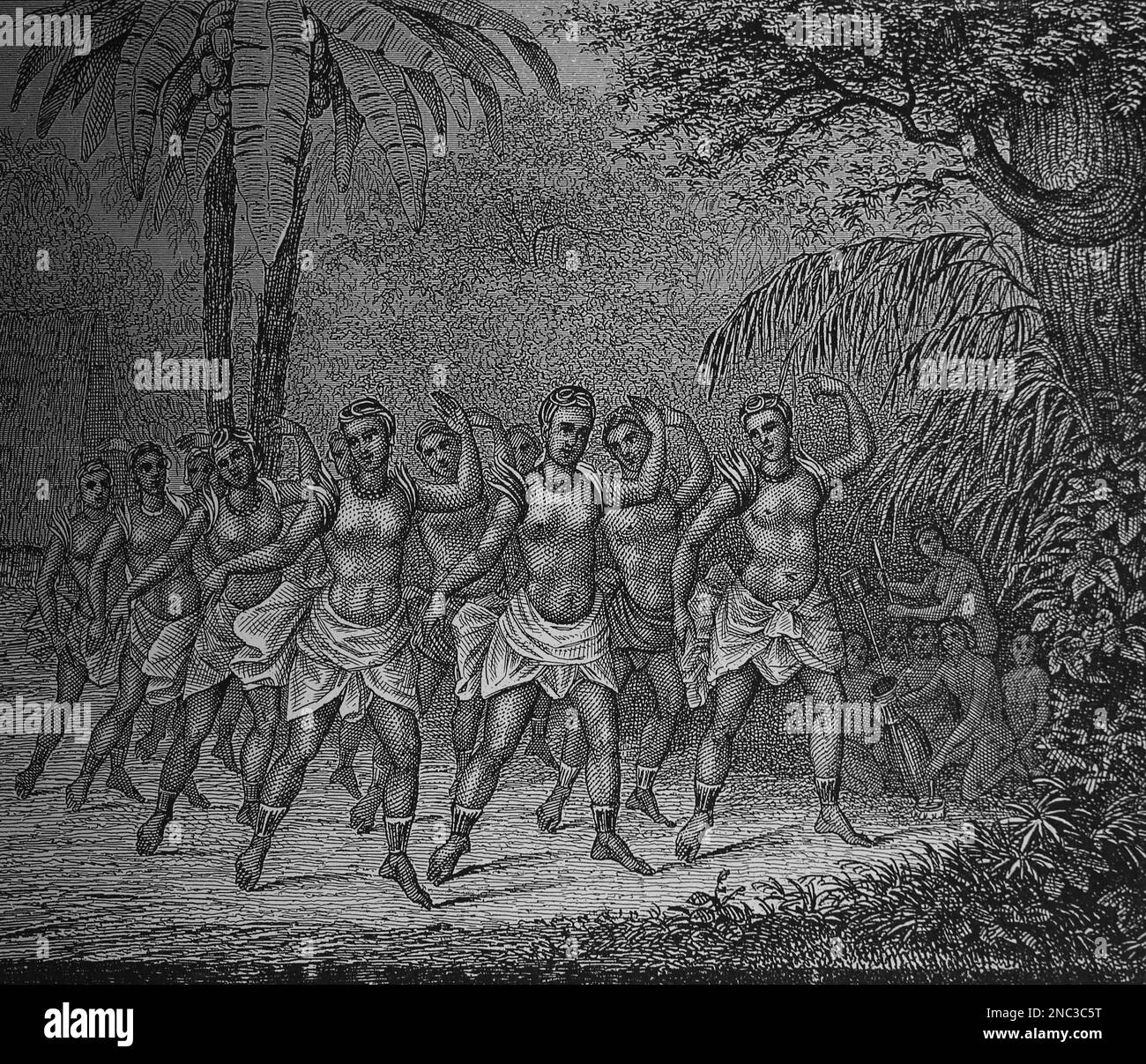 Nativi dell'isola delle Hawaii. Incisione, 19th ° secolo. Foto Stock