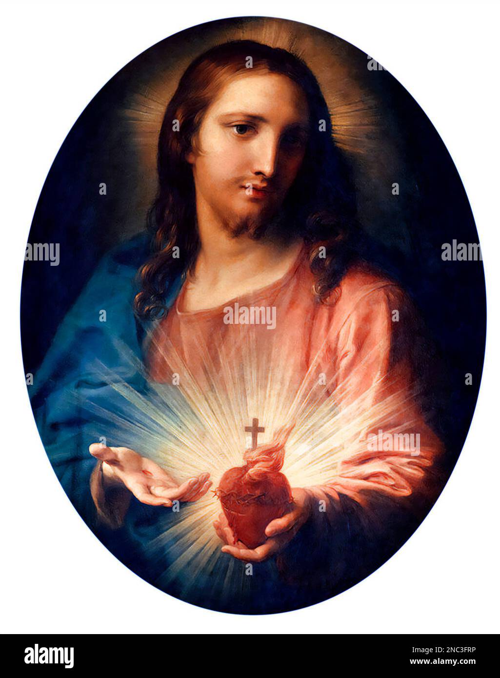 Il Sacro cuore di Gesù Cristo dell'artista italiano Pompeo Girolamo Batoni (1708-1787), olio su tela, 1767 Foto Stock