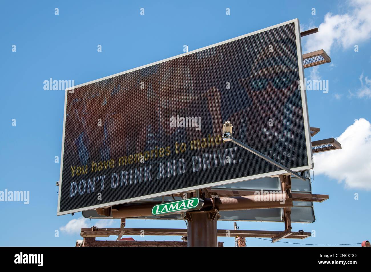Topeka, Kansas. Affissioni con messaggio di non bere e guidare Foto Stock