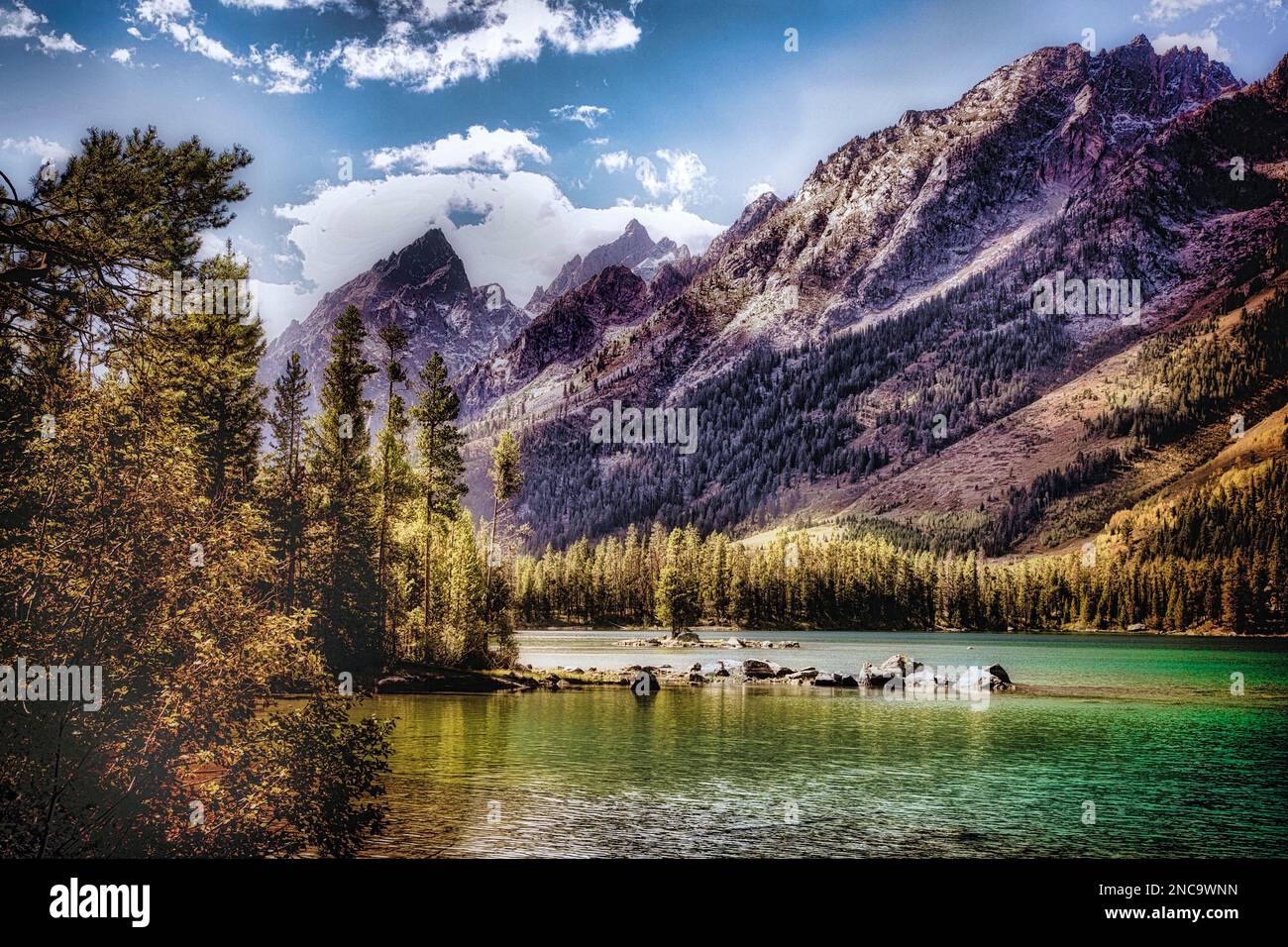 Lago Leigh nel Parco Nazionale di Grand Teton nel Wyoming. Foto Stock