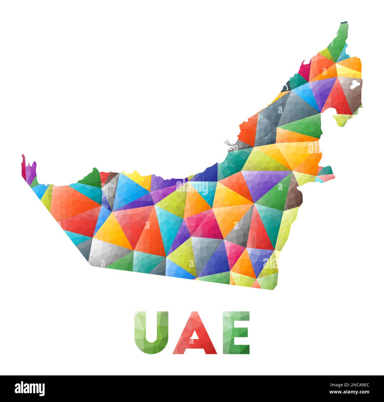 Emirati Arabi Uniti - colorata forma bassa poly country. Triangoli geometrici multicolore. Design moderno e alla moda. Illustrazione vettoriale. Illustrazione Vettoriale