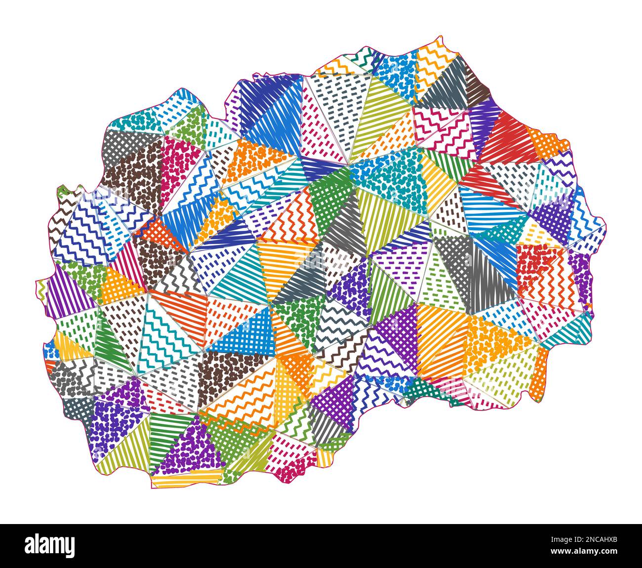 Mappa stile capretto di Macedonia. Poligoni disegnati a mano a forma di Macedonia. Illustrazione vettoriale. Illustrazione Vettoriale