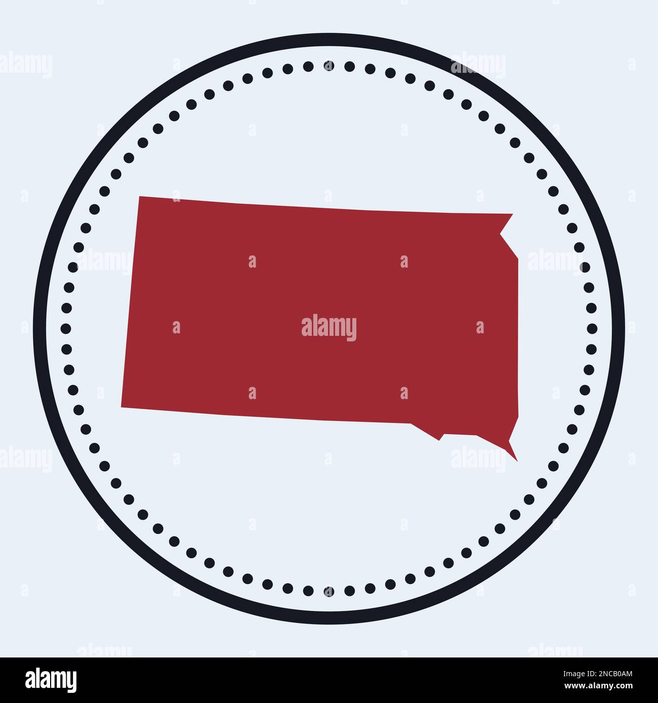Francobollo rotondo del South Dakota. Logo rotondo con mappa e titolo dello stato degli Stati Uniti. Elegante distintivo minimale del South Dakota con mappa. Illustrazione vettoriale. Illustrazione Vettoriale