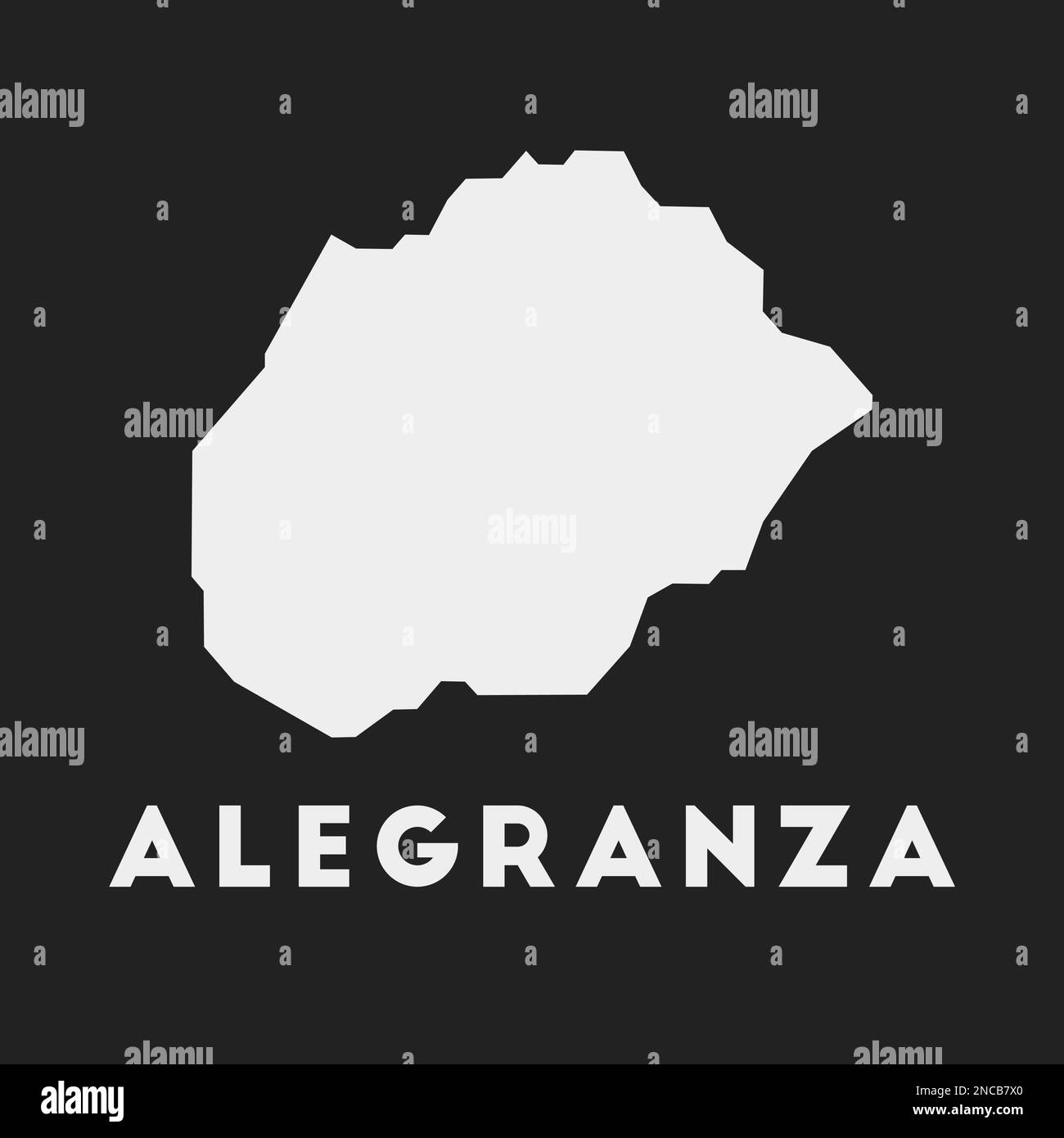 Icona di Alegranza. Mappa dell'isola su sfondo scuro. Elegante mappa Alegranza con il nome dell'isola. Illustrazione vettoriale. Illustrazione Vettoriale
