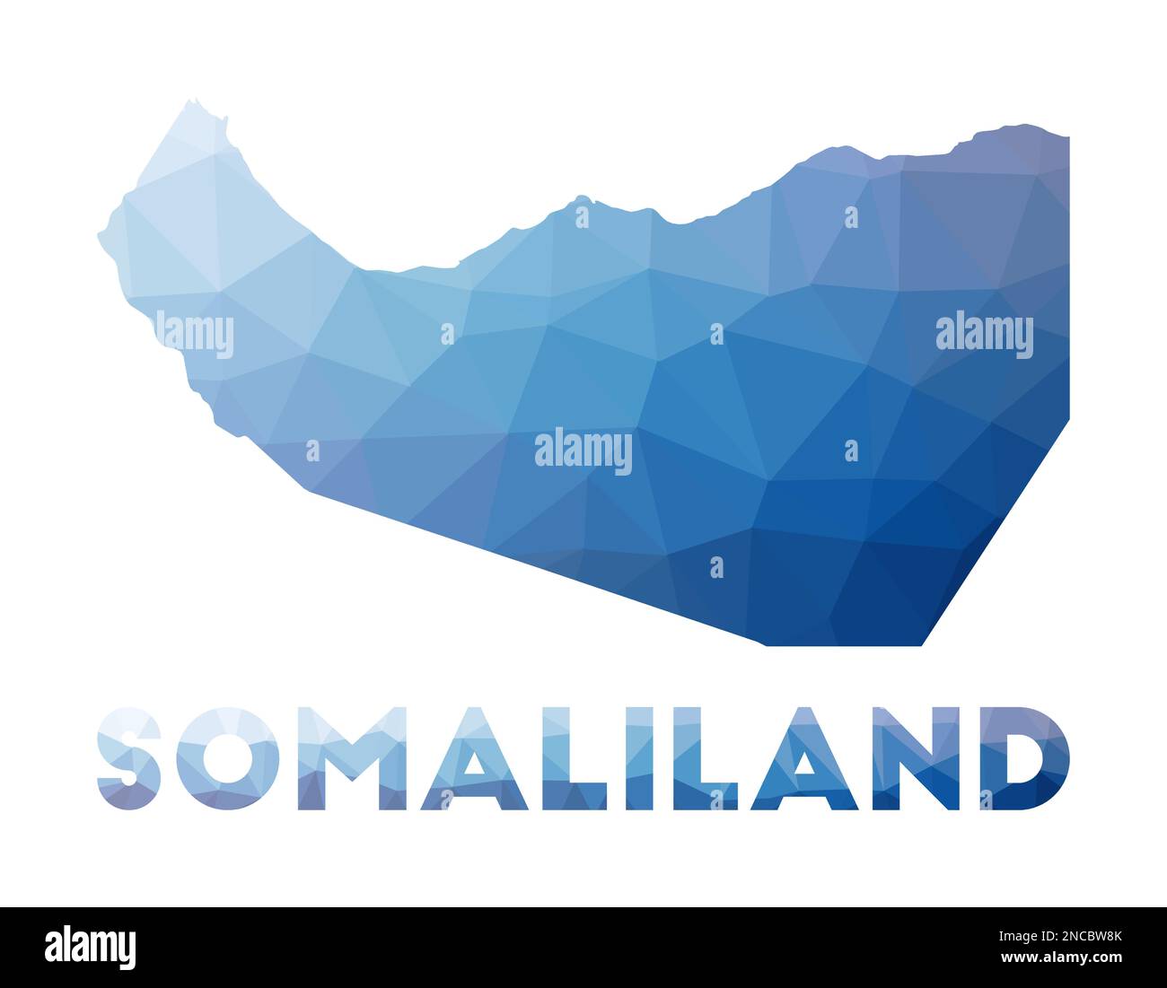 Bassa mappa poly del Somaliland. Illustrazione geometrica del paese. Mappa poligonale del Somaliland. Tecnologia, Internet, concetto di rete. Illustrazione Vettoriale