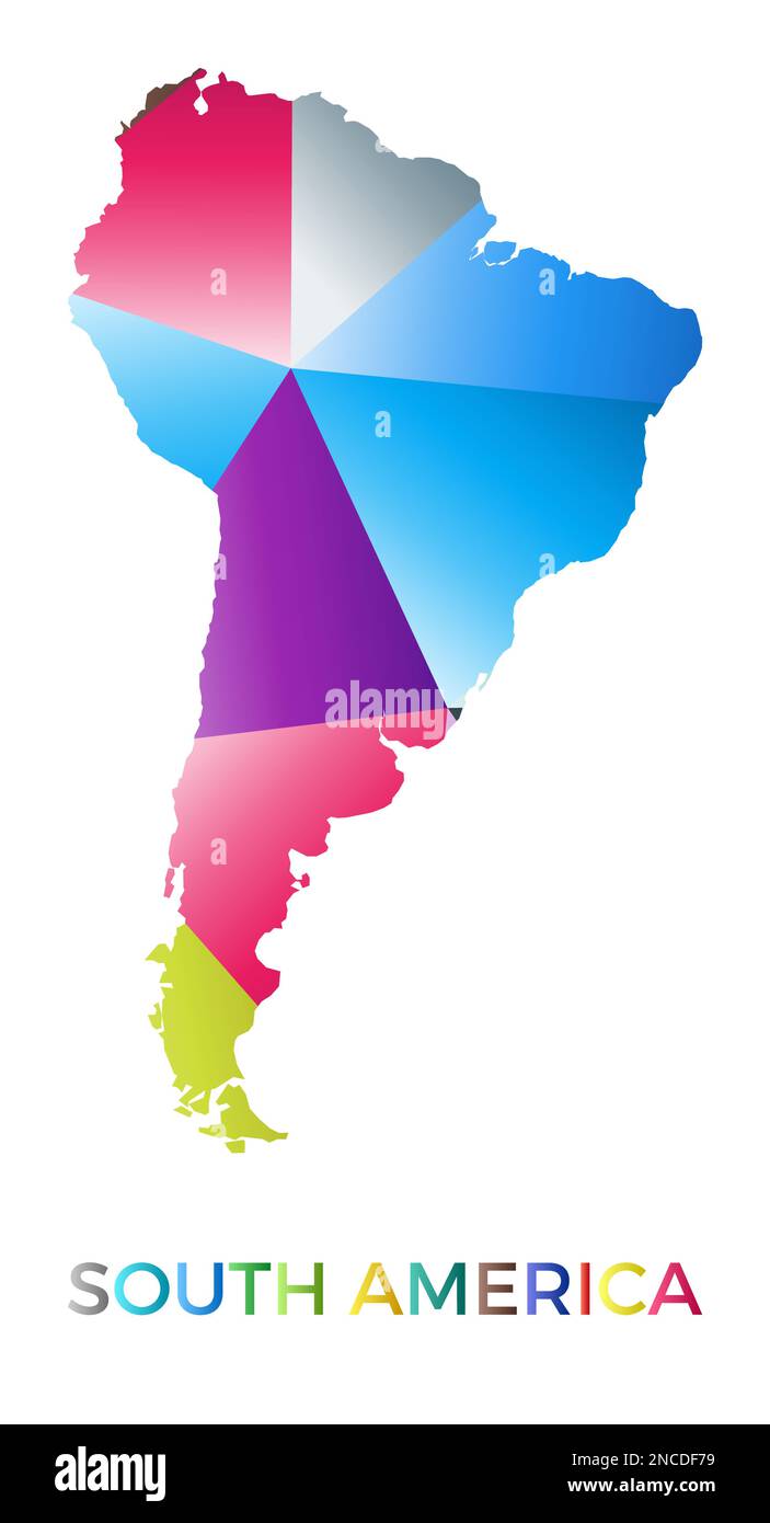 Colore luminoso a forma di Sud America. Multicolore stile geometrico continente logo. Design moderno e alla moda. Autentica illustrazione vettoriale. Illustrazione Vettoriale