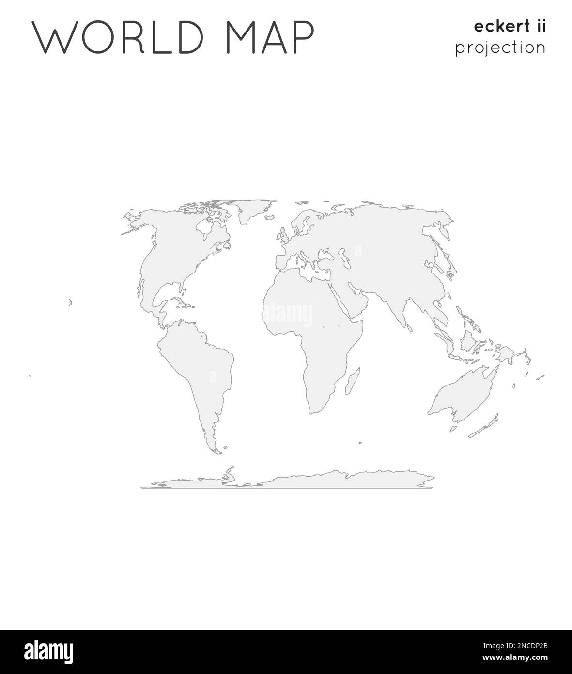 Mappa del mondo. Globo con proiezione Eckert II, stile semplice. Illustrazione vettoriale. Illustrazione Vettoriale