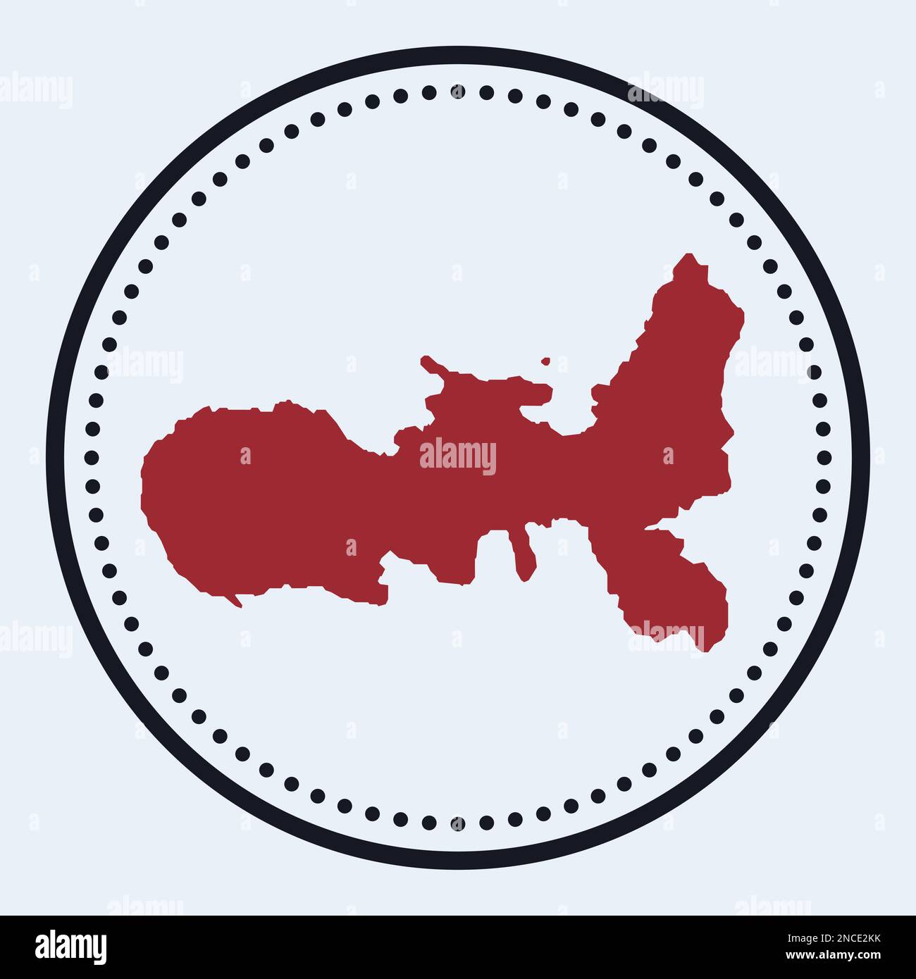 Francobollo rotondo Elba. Logo rotondo con mappa dell'isola e titolo. Distintivo Elba minimal elegante con mappa. Illustrazione vettoriale. Illustrazione Vettoriale