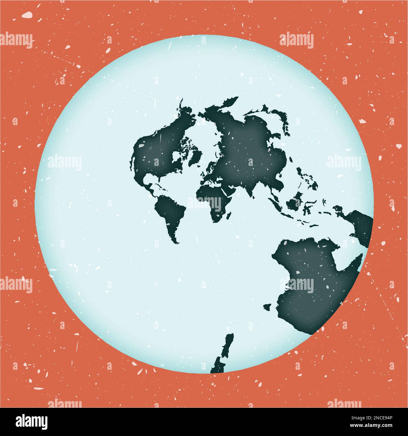 Poster delle mappe mondiali. Stereografica. Forma vintage World con texture grunge. Incredibile illustrazione vettoriale. Illustrazione Vettoriale