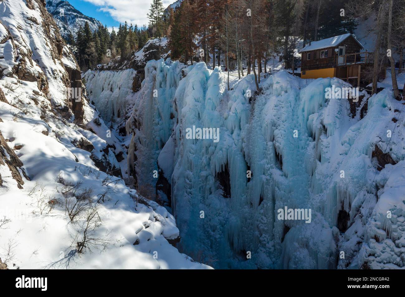 Ouray Ice Park nelle Montagne Rocciose del Colorado Foto Stock