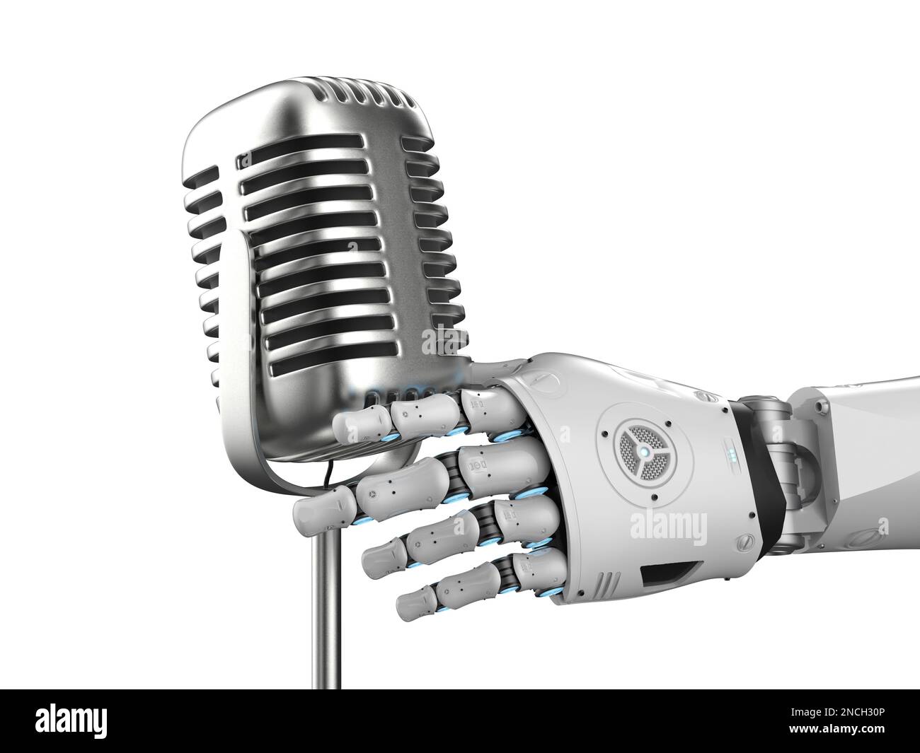 Ai compositore o generatore di musica con 3D rendering robot tenere  microfono Foto stock - Alamy