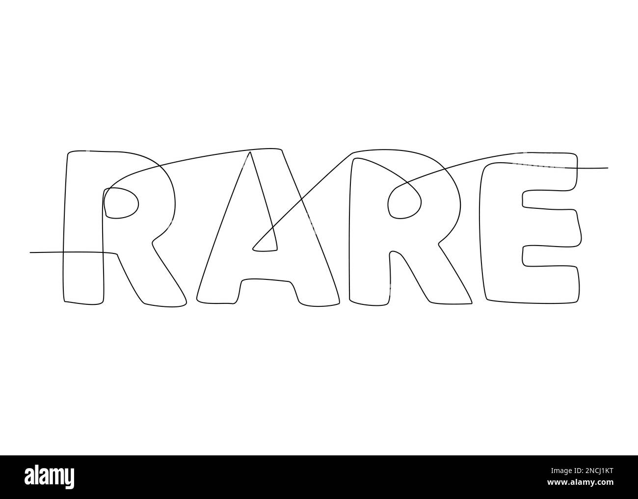 Una linea continua di parola rara. Concetto di vettore di illustrazione a linea sottile. Disegno di contorno idee creative. Illustrazione Vettoriale
