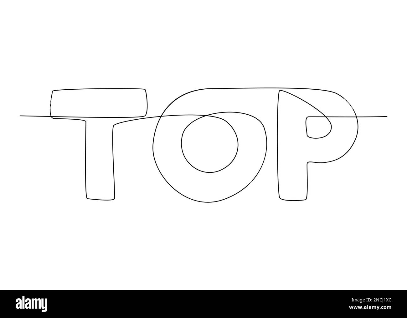 Una riga continua di Top word. Concetto di vettore di illustrazione a linea sottile. Disegno di contorno idee creative. Illustrazione Vettoriale