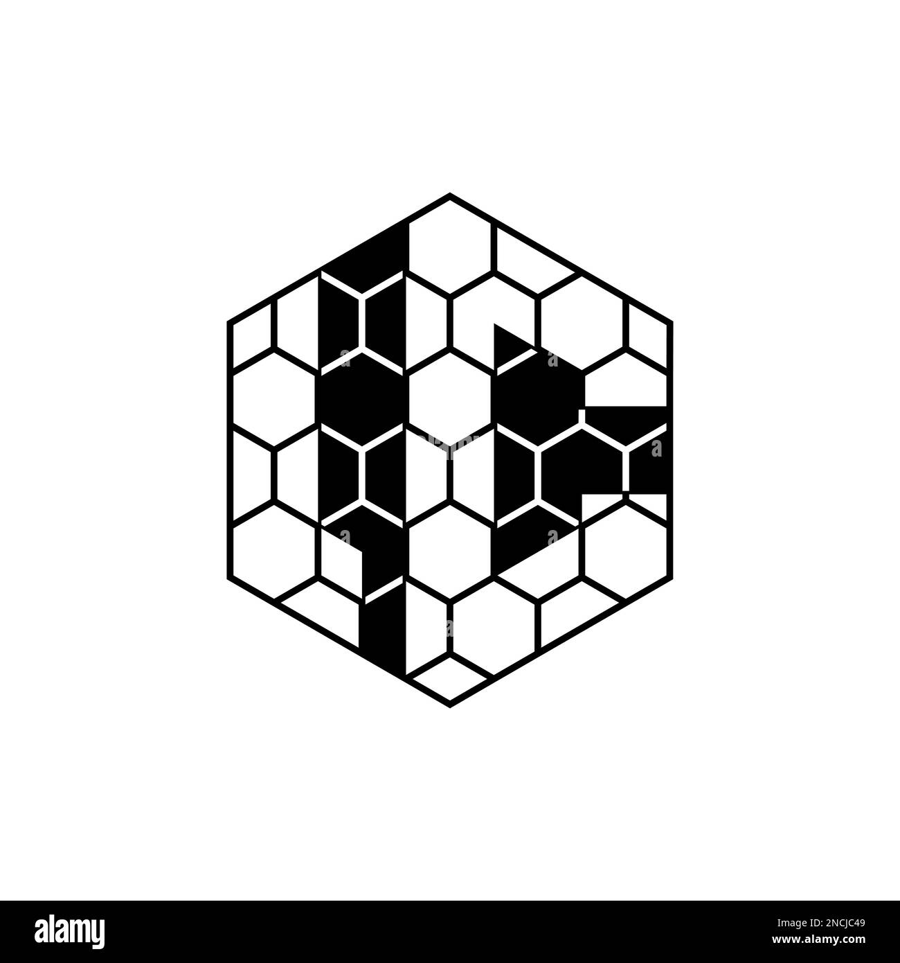 Illustrazione vettoriale con logo LC a nido d'ape. Illustrazione Vettoriale