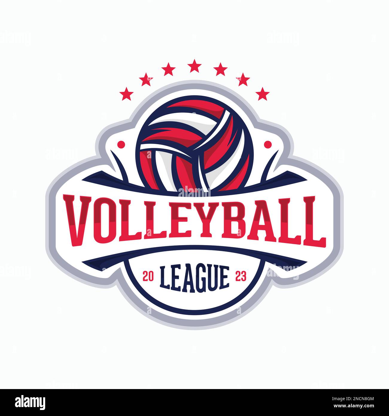 Pallavolo League Vector logo design emblema per la squadra sportiva. Illustrazione vettoriale Illustrazione Vettoriale