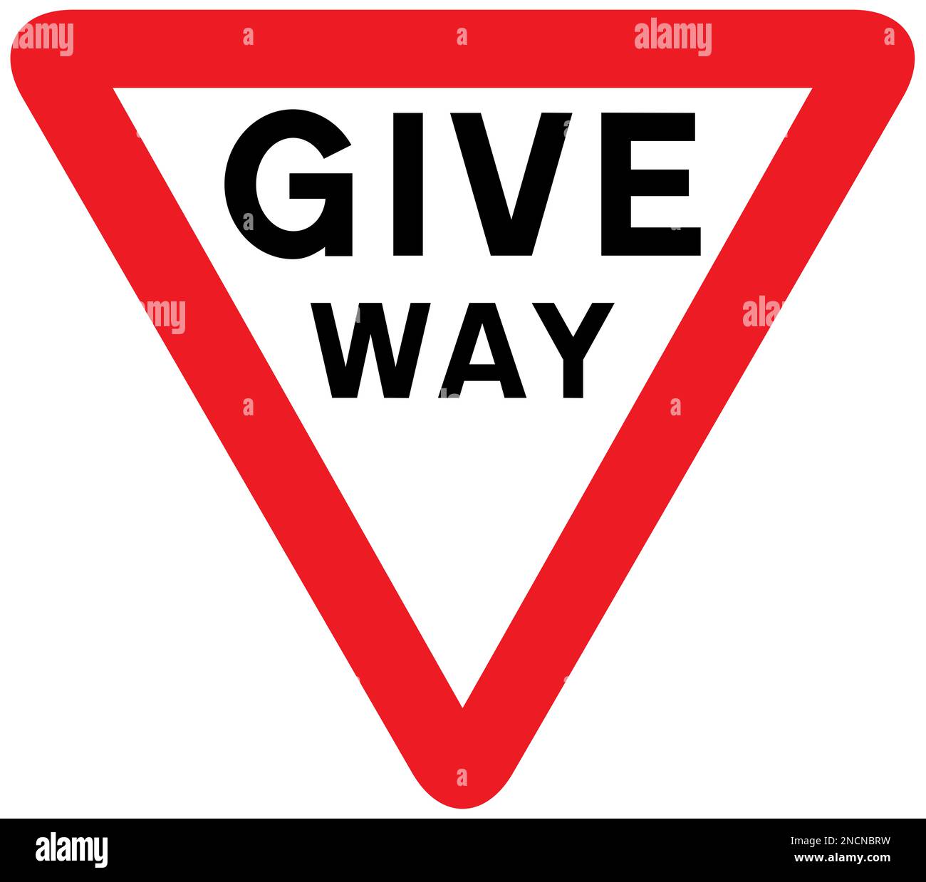 Lasciare strada davanti al segnale stradale britannico Foto Stock