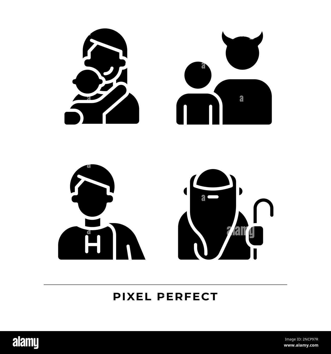 Caratteri icone glifo nero impostate su spazio vuoto Illustrazione Vettoriale