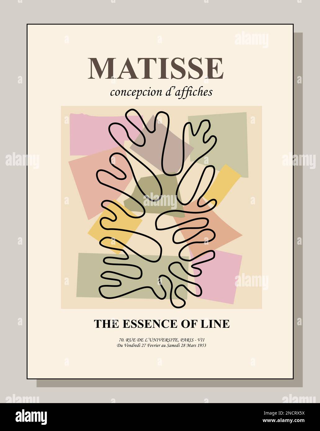 Poster astratto di Matisse in colori pastello moderni. Illustrazione Vettoriale