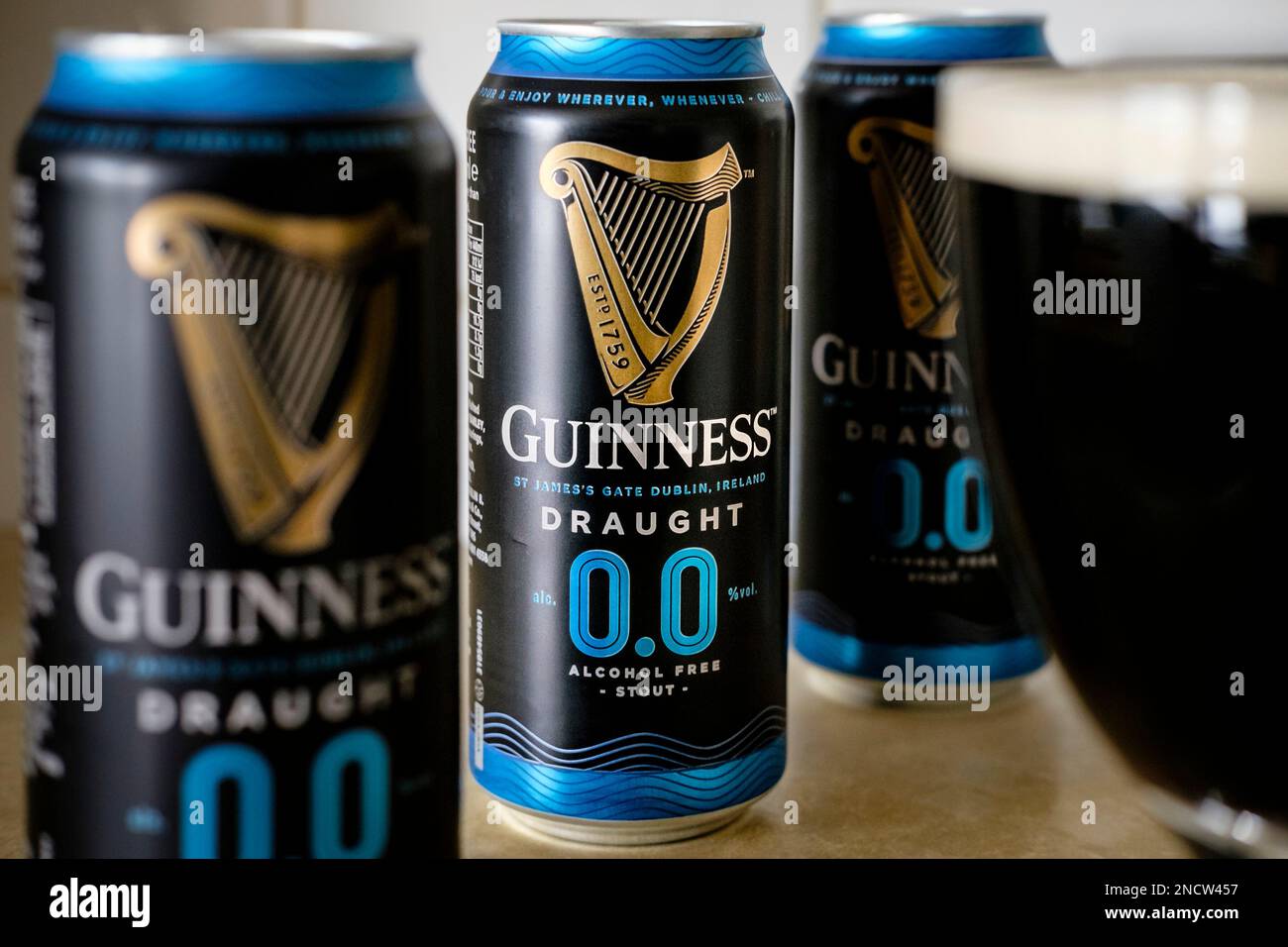 Guinness 0,0 birra analcolica. Foto Stock