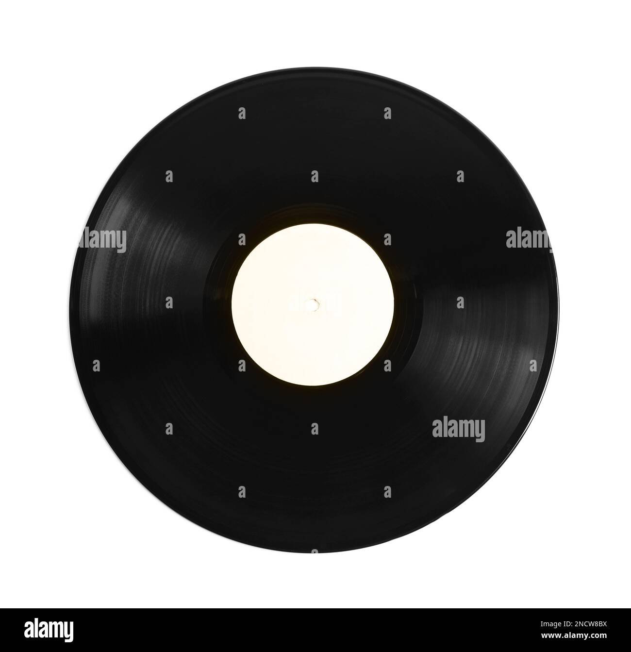 Disco in vinile vintage su sfondo bianco, vista dall'alto Foto Stock