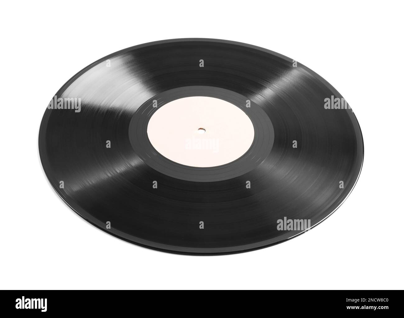 Un disco in vinile vintage su sfondo bianco Foto Stock