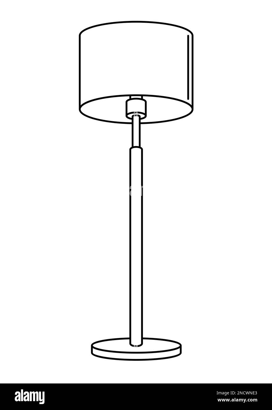 Immagine della lampada da terra. Apparecchiature di illuminazione elettrica. Immagine industriale o aziendale. Icona per il sito Web e il negozio. Illustrazione Vettoriale