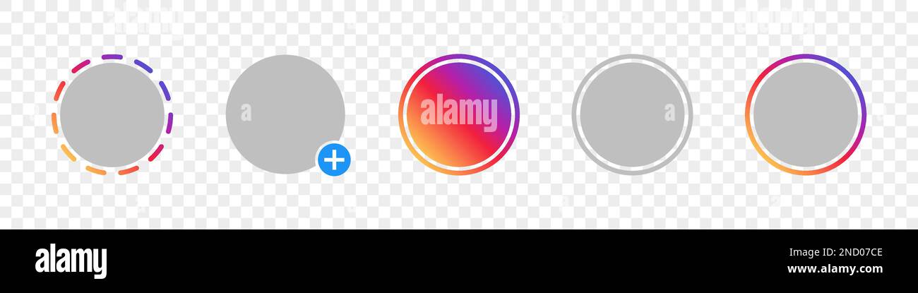 Set di social media live storie utente icona avatar cornice Illustrazione Vettoriale