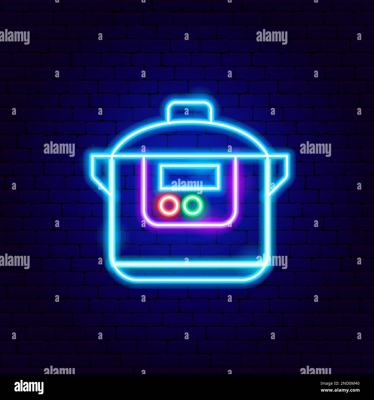 Segno al neon multicooker Illustrazione Vettoriale