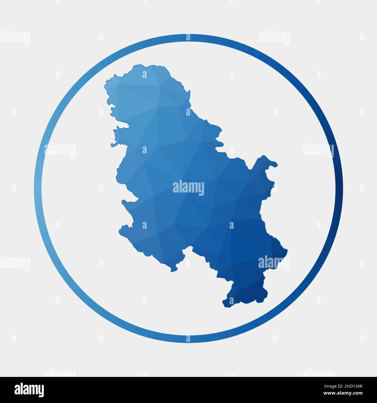 Icona Serbia. Mappa poligonale del paese in anello gradiente. Rotonda basso segno di poli Serbia. Illustrazione vettoriale. Illustrazione Vettoriale