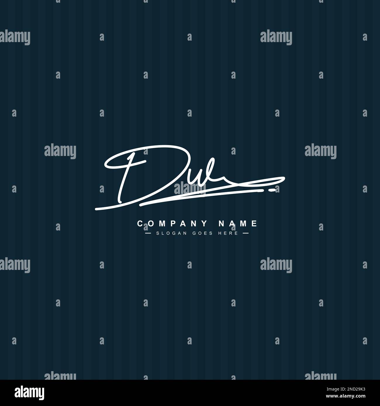 Logo DW firmato a mano - modello di logo vettoriale per il business della bellezza, della moda e della fotografia Illustrazione Vettoriale