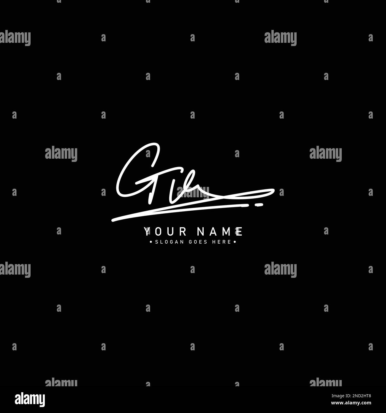 Logo Simple Signature per Alphabet GV - Firma scritta a mano per il settore della fotografia e della moda Illustrazione Vettoriale