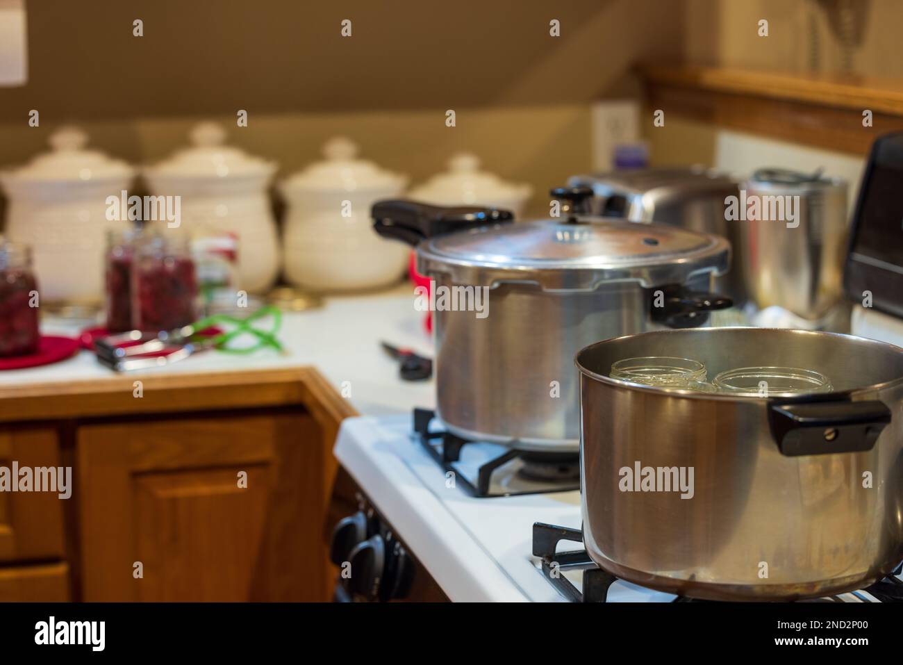 Inscatolamento di veleno in una cucina del Wisconsin settentrionale. Foto Stock