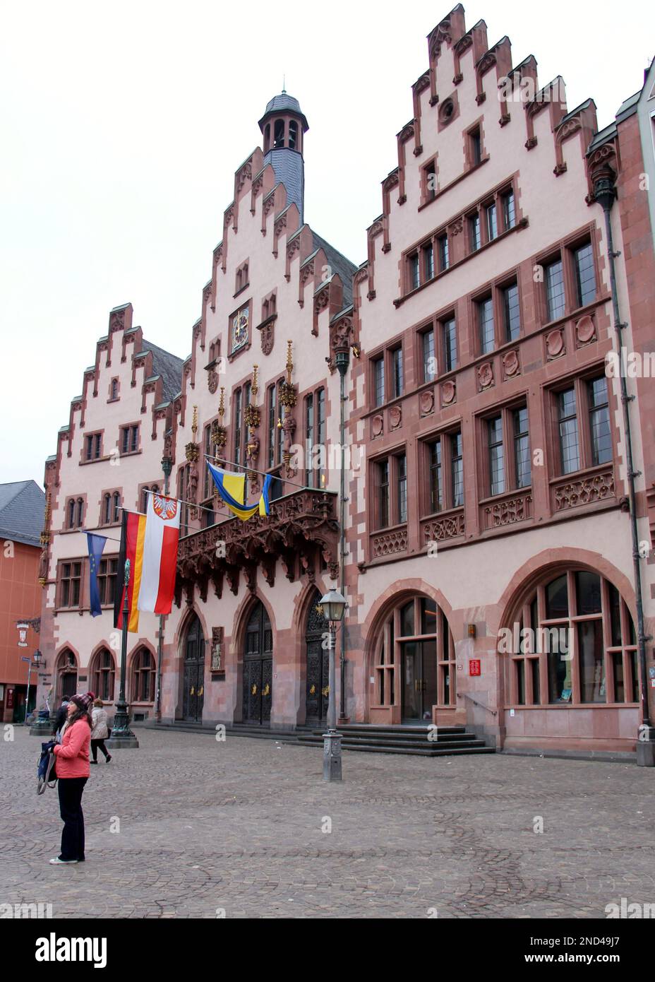 Roemer, edificio medievale nel centro storico, municipio (Rathaus) di Francoforte per oltre 600 anni, Francoforte, Germania Foto Stock