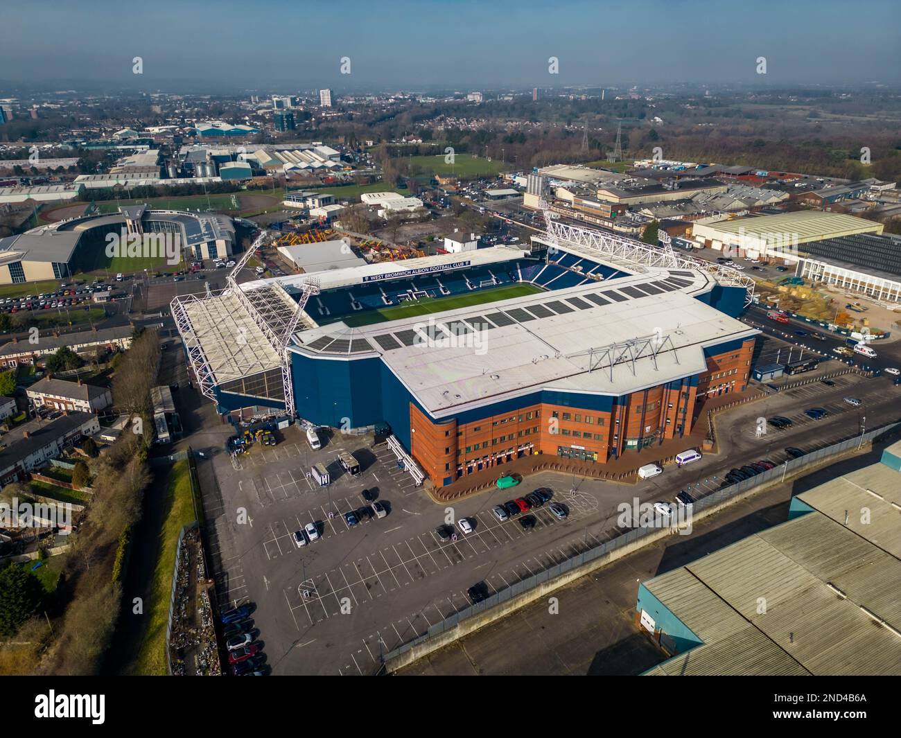 Sede del West Brom Football Club, il drone aereo Hawthorns Birds Eye View Foto Stock