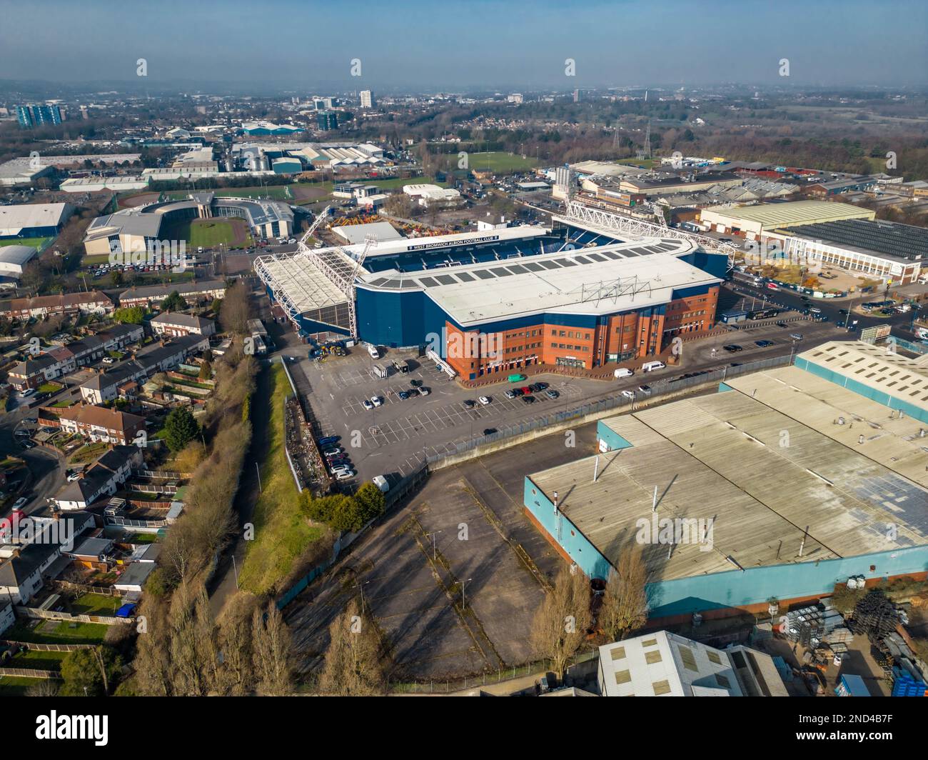 Sede del West Brom Football Club, il drone aereo Hawthorns Birds Eye View Foto Stock